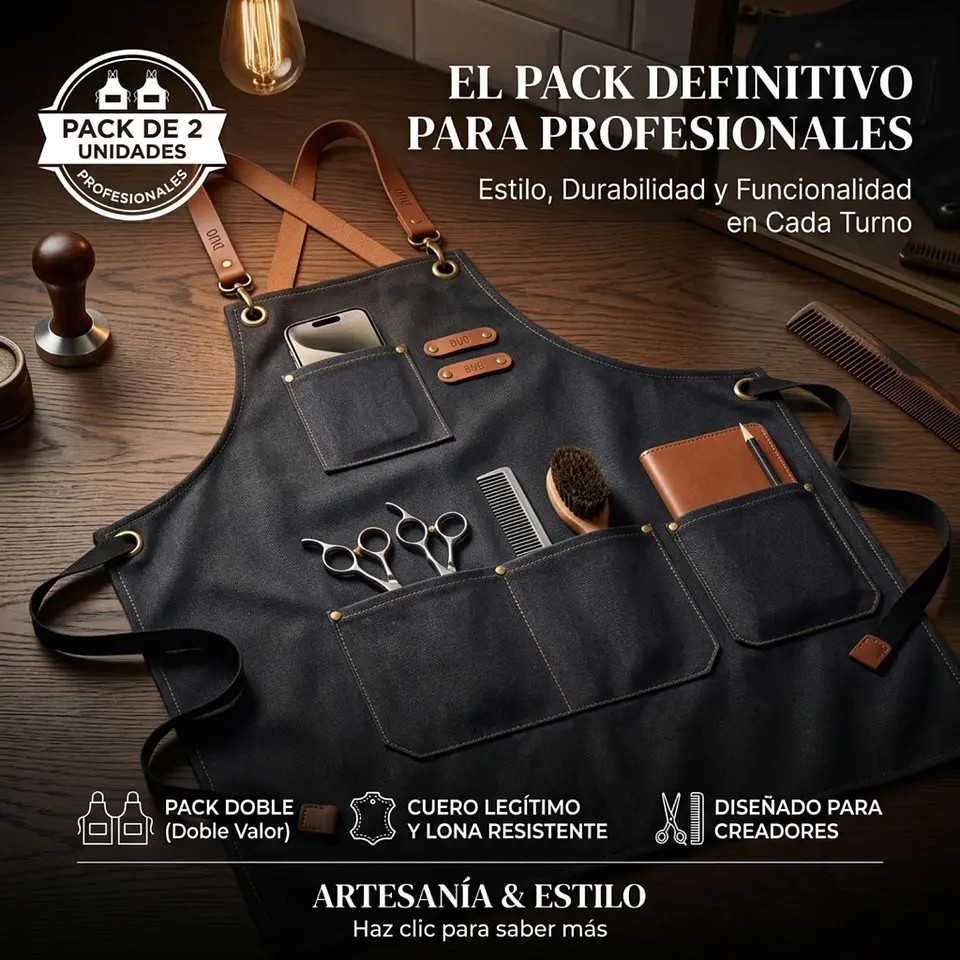 Pack 2 Delantales Pechera Unisex Multiuso Hogar Trabajo Parrilla 3