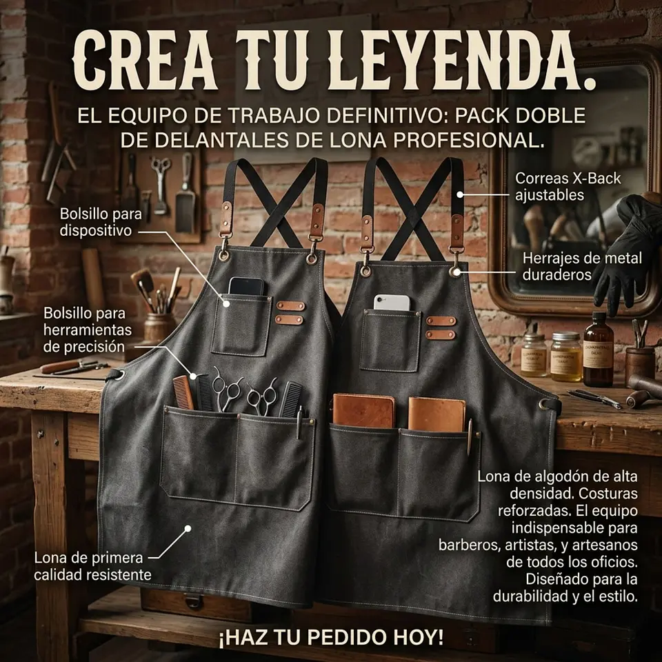 Pack 2 Delantales Pechera Unisex Multiuso Hogar Trabajo Parrilla 5