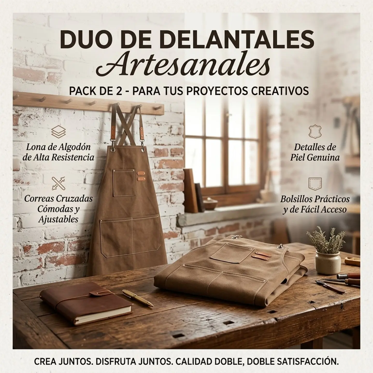 Pack 2 Delantales Pechera Unisex Multiuso Hogar Trabajo Parrilla 9