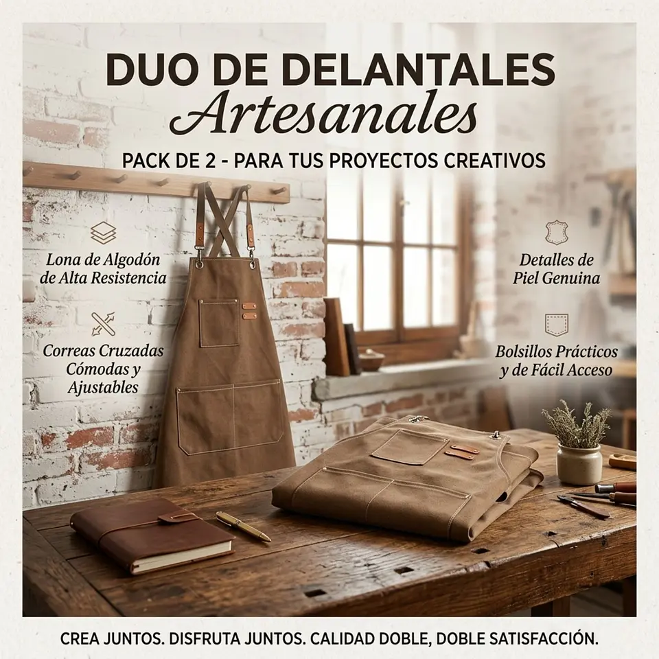 Pack 2 Delantales Pechera Unisex Multiuso Hogar Trabajo Parrilla 9