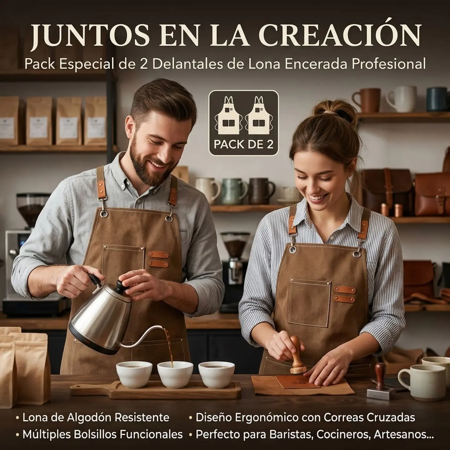 Pack 2 Delantales Pechera Unisex Multiuso Hogar Trabajo Parrilla 10