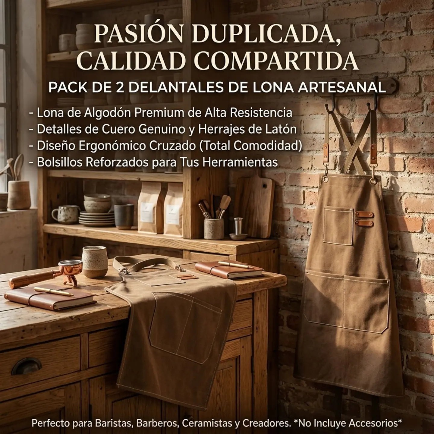 Pack 2 Delantales Pechera Unisex Multiuso Hogar Trabajo Parrilla 11