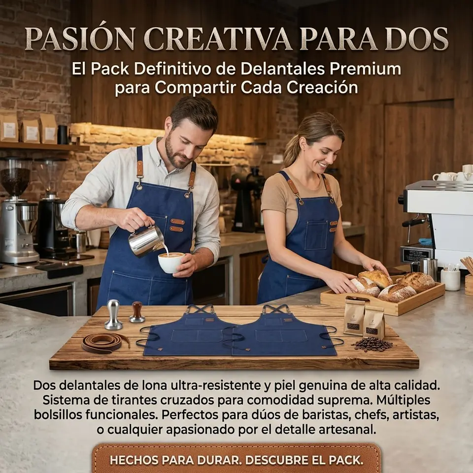 Pack 2 Delantales Pechera Unisex Multiuso Hogar Trabajo Parrilla 14