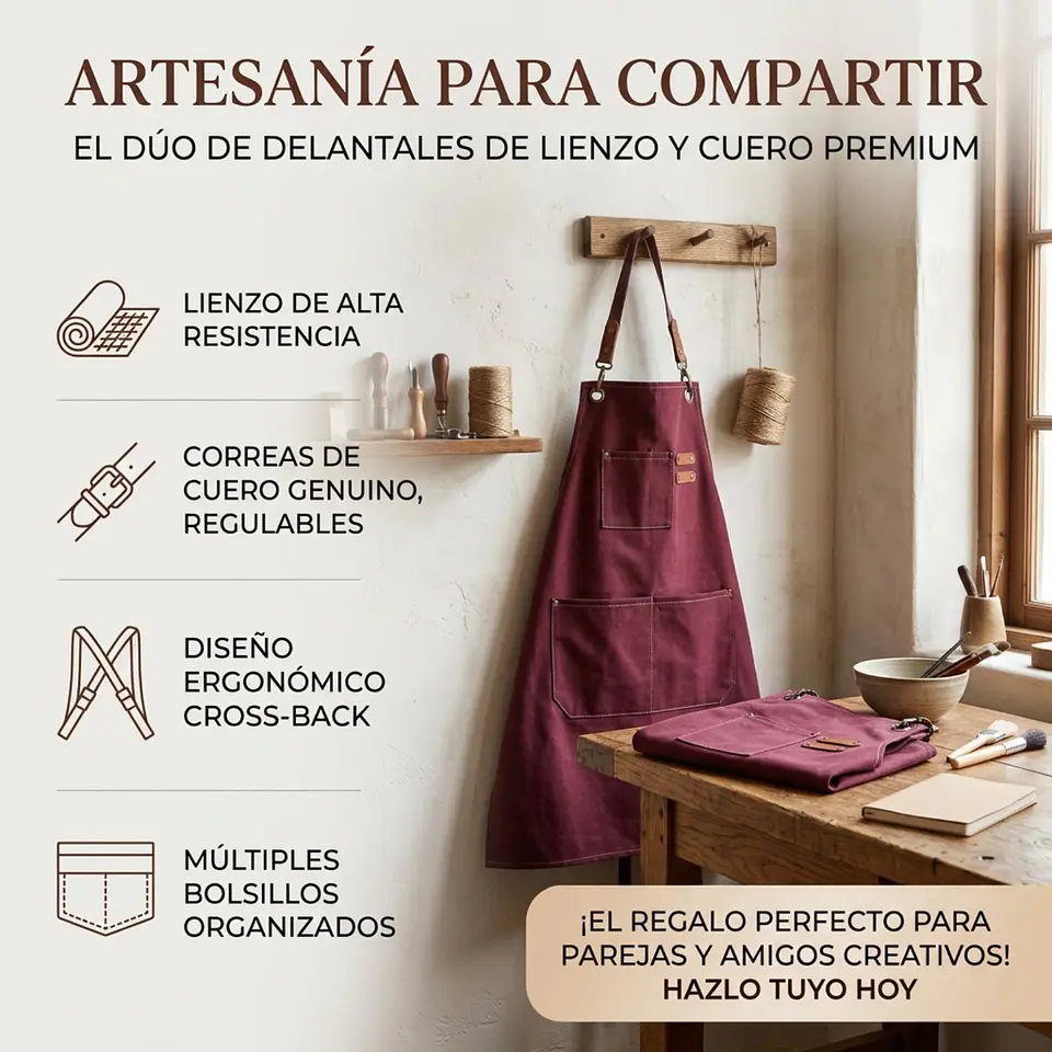 Pack 2 Delantales Pechera Unisex Multiuso Hogar Trabajo Parrilla 16