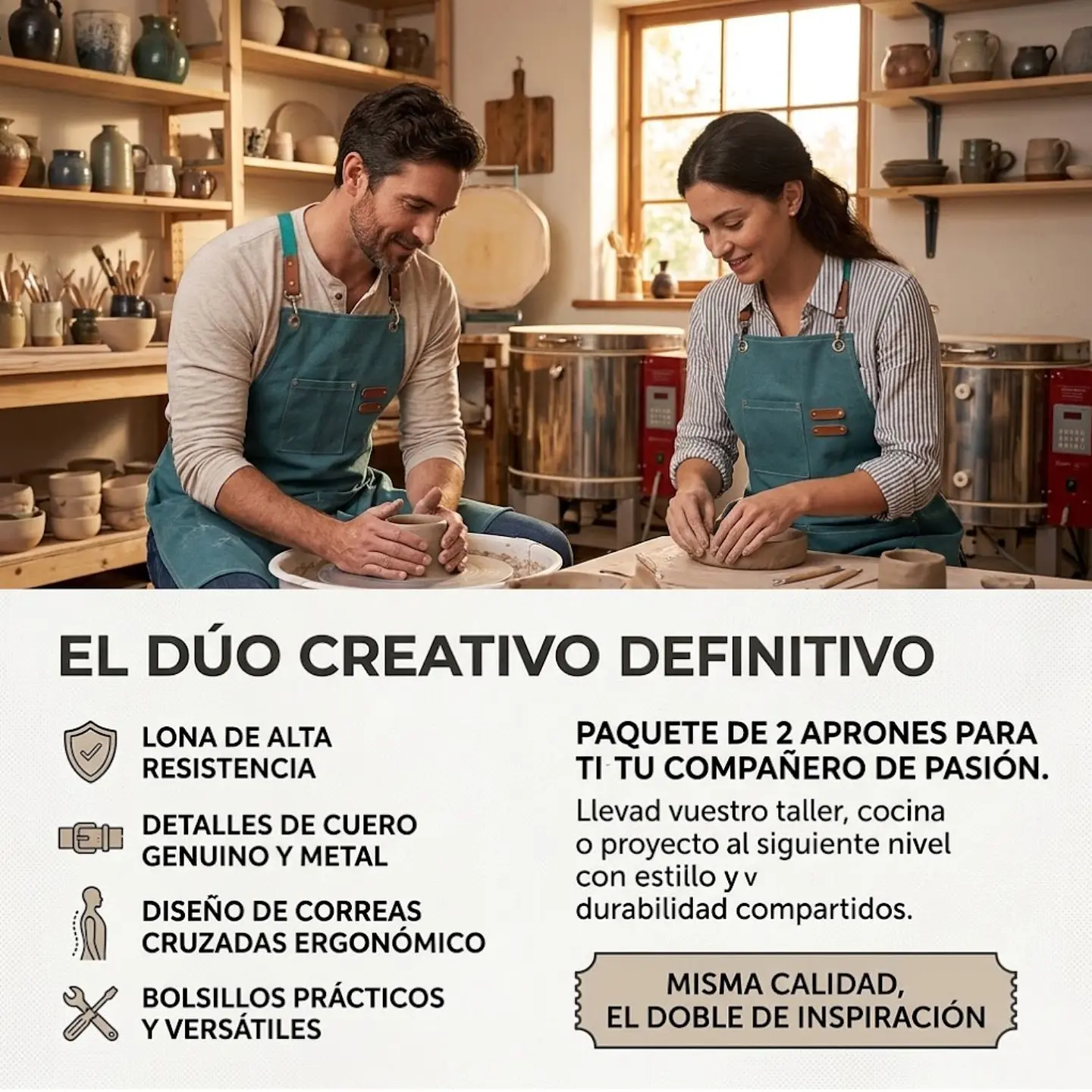 Pack 2 Delantales Pechera Unisex Multiuso Hogar Trabajo Parrilla 20