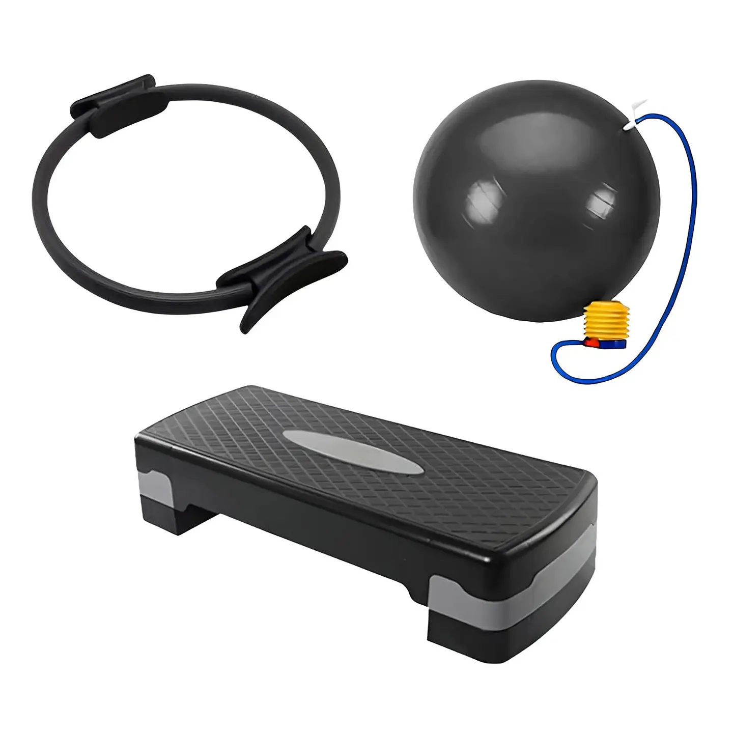 Pack Fitness 3en1 Step 2 Niveles, Anillo Y Pelota Yoga 75cm 2