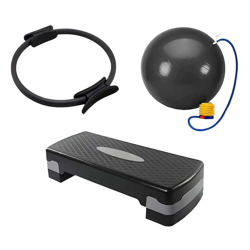 Pack Fitness 3en1 Step 2 Niveles, Anillo Y Pelota Yoga 75cm 2