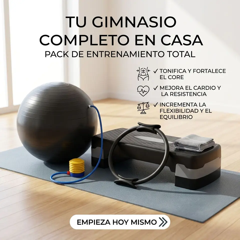 Pack Fitness 3en1 Step 2 Niveles, Anillo Y Pelota Yoga 75cm 5