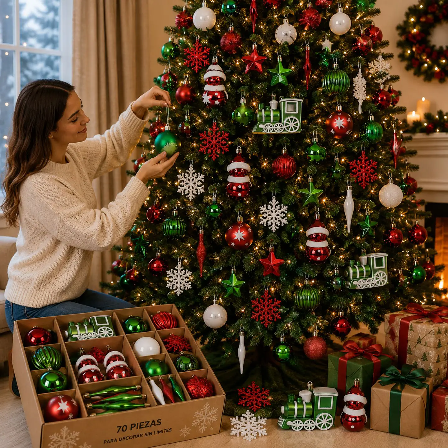 Set Adornos De Navidad 70 Piezas Esferas Árbol Navideño 4