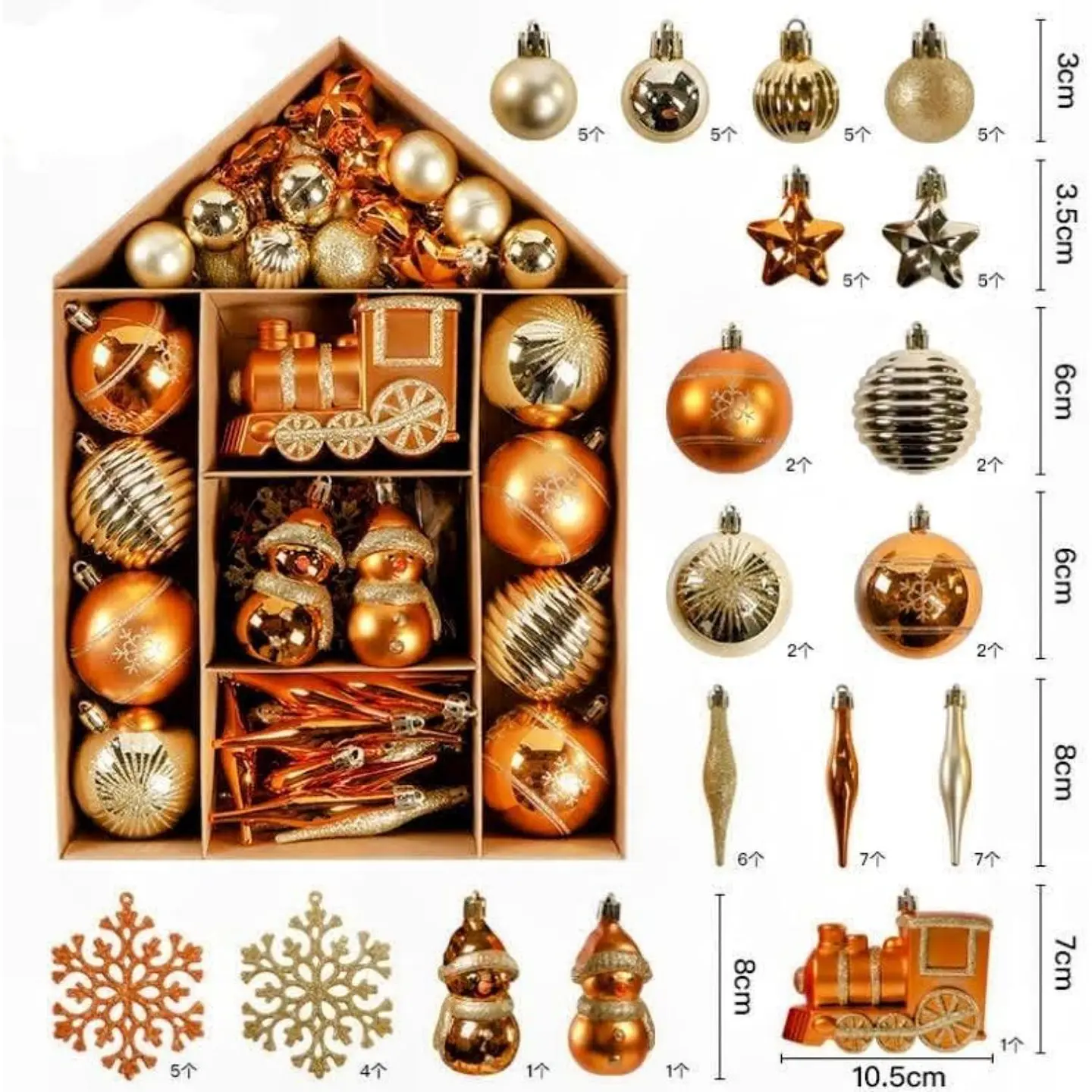 Set Adornos De Navidad 70 Piezas Esferas Árbol Navideño 10