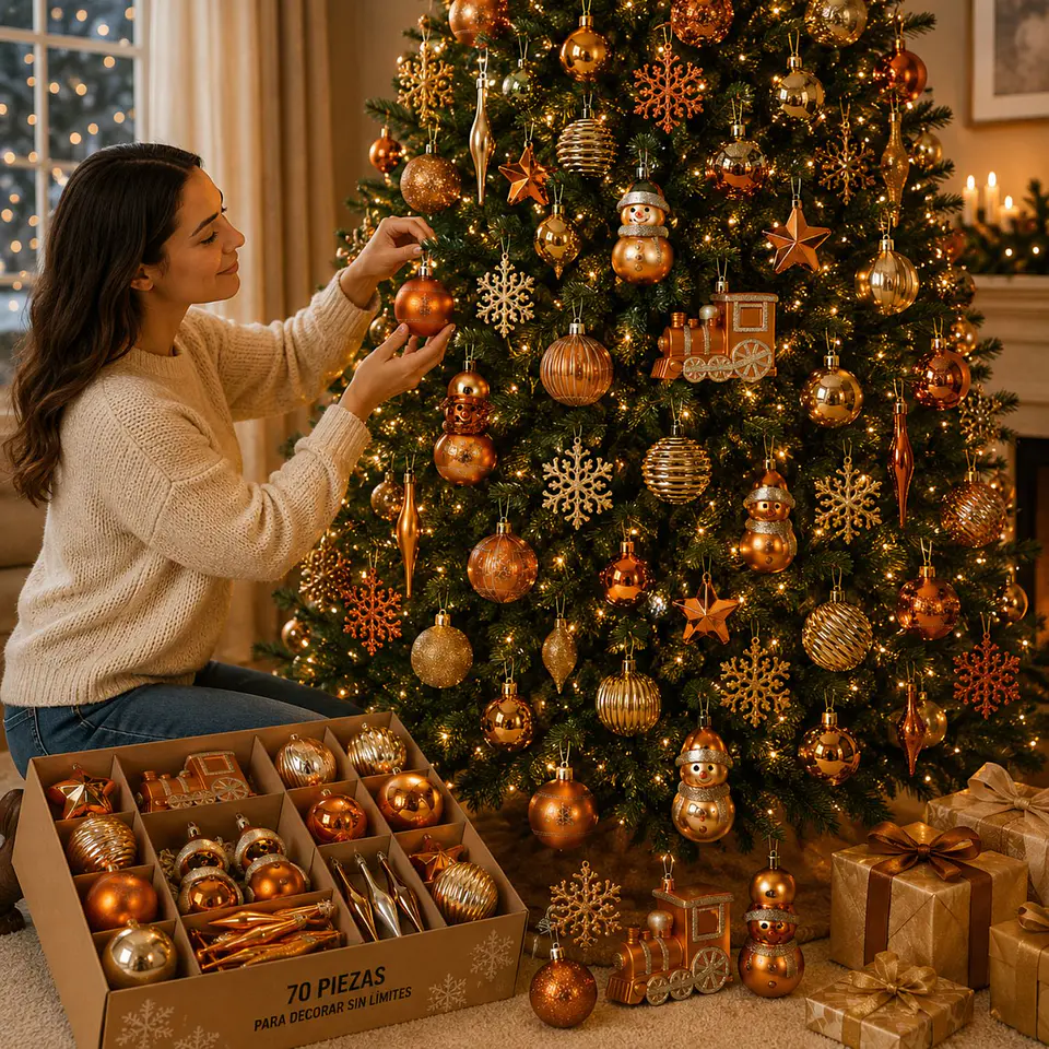 Set Adornos De Navidad 70 Piezas Esferas Árbol Navideño 12