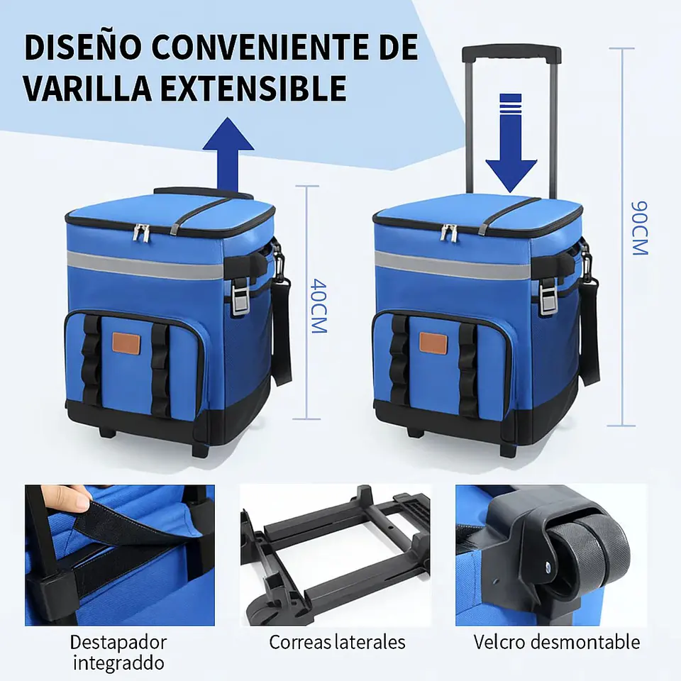 Bolso Cooler Portátil Con Ruedas Térmico Para Picnic 3