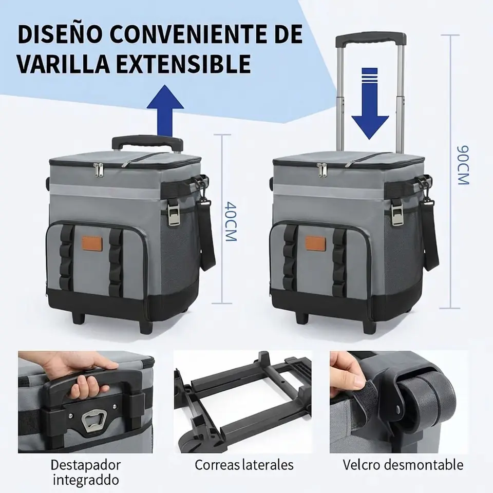 Bolso Cooler Portátil Con Ruedas Térmico Para Picnic 5