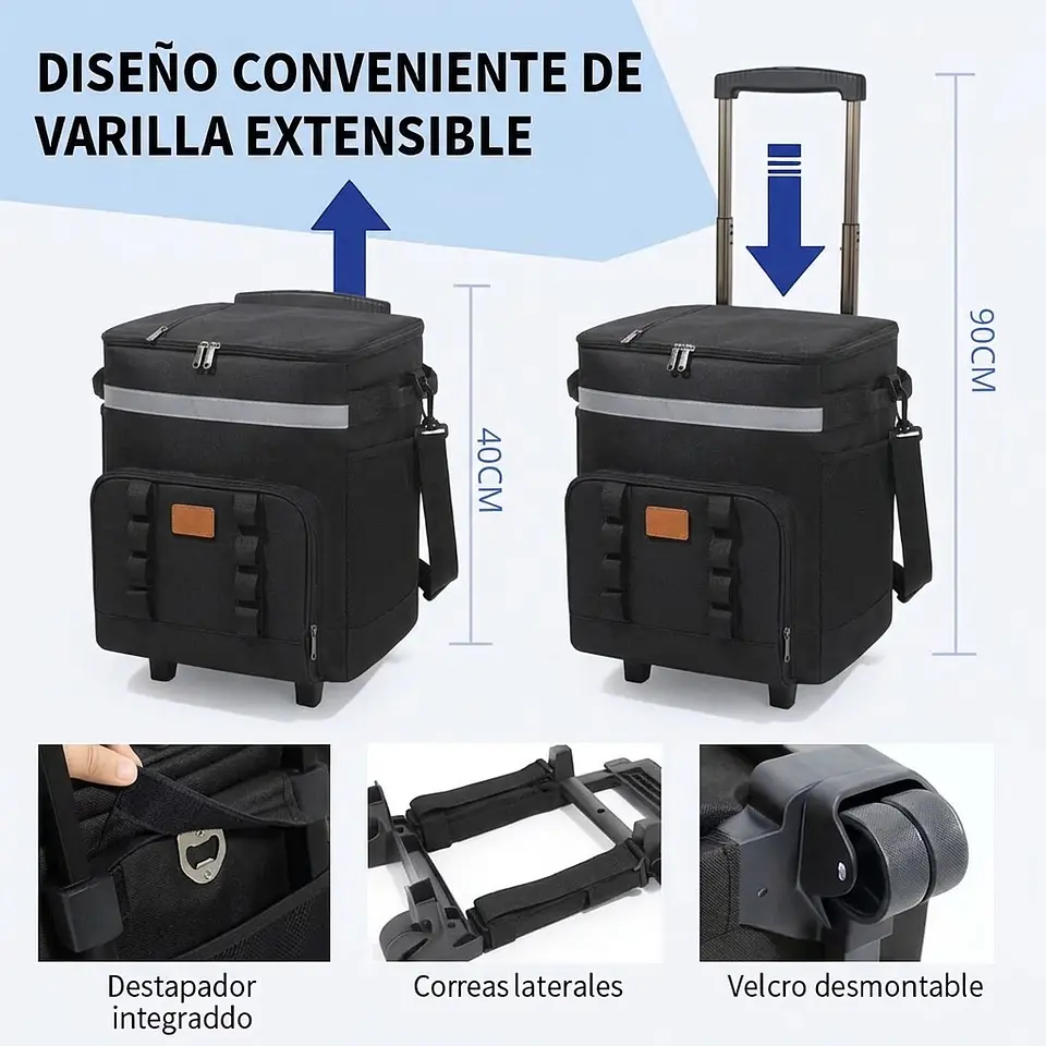 Bolso Cooler Portátil Con Ruedas Térmico Para Picnic 9
