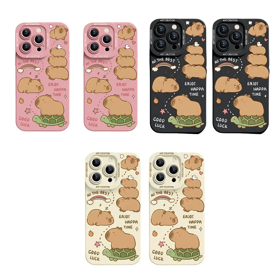 Pack 6 Carcasas Funda Silicona iPhone 15 Pro Max Capibara Antigolpes 1
