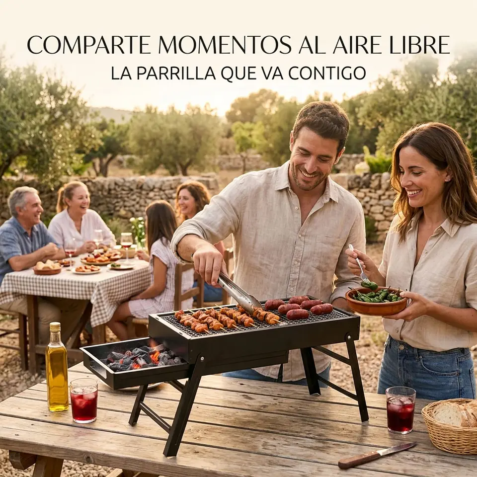 Parrilla Portátil Plegable A Carbón 60cm Acero Inoxidable 2