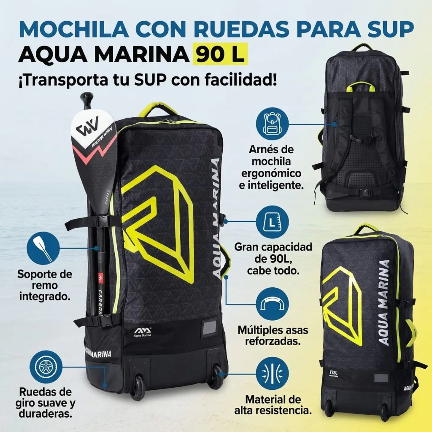 Mochila con Ruedas para SUP Aqua Marina 90 L 5