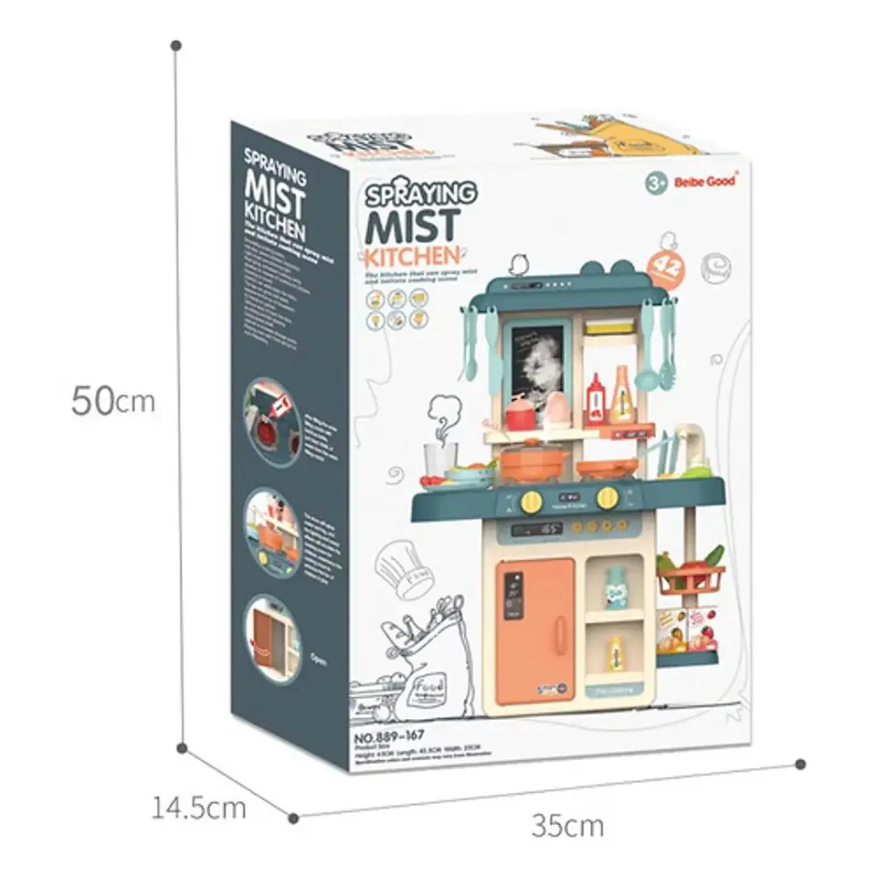 Juego De Cocina Con Luces Y Sonidos 55 Piezas 63cmx45cm 4