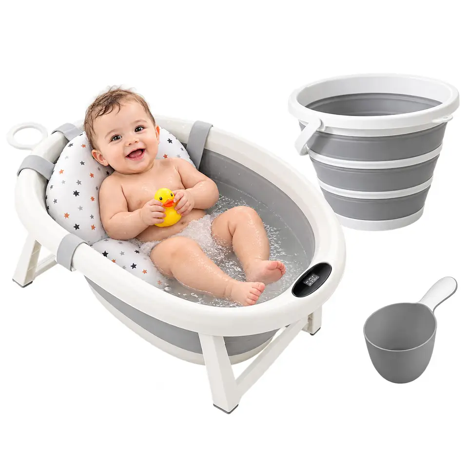 Bañera Plegable Bebé 4 en 1 Con Termómetro Y Cojín 1