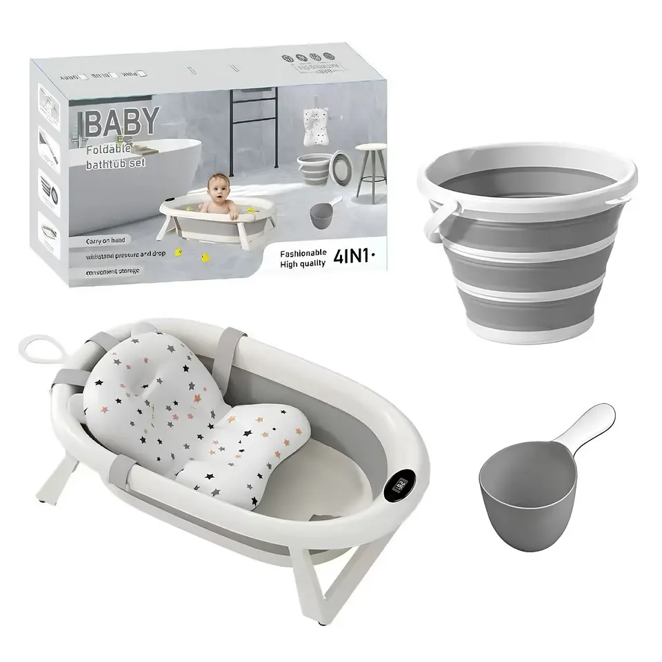 Bañera Plegable Bebé 4 en 1 Con Termómetro Y Cojín 2