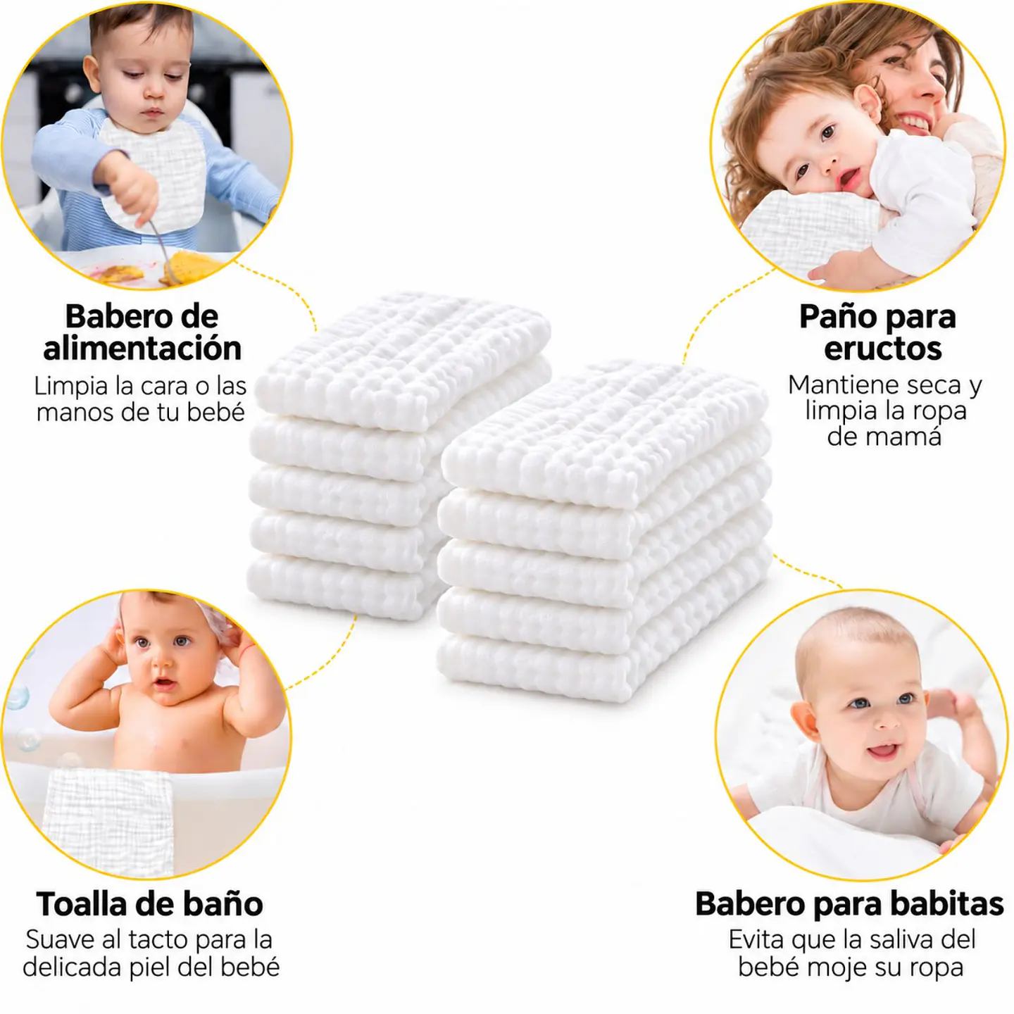 Pack 10 Pañales De Tela Para Bebé Lavables 100% Algodón 4