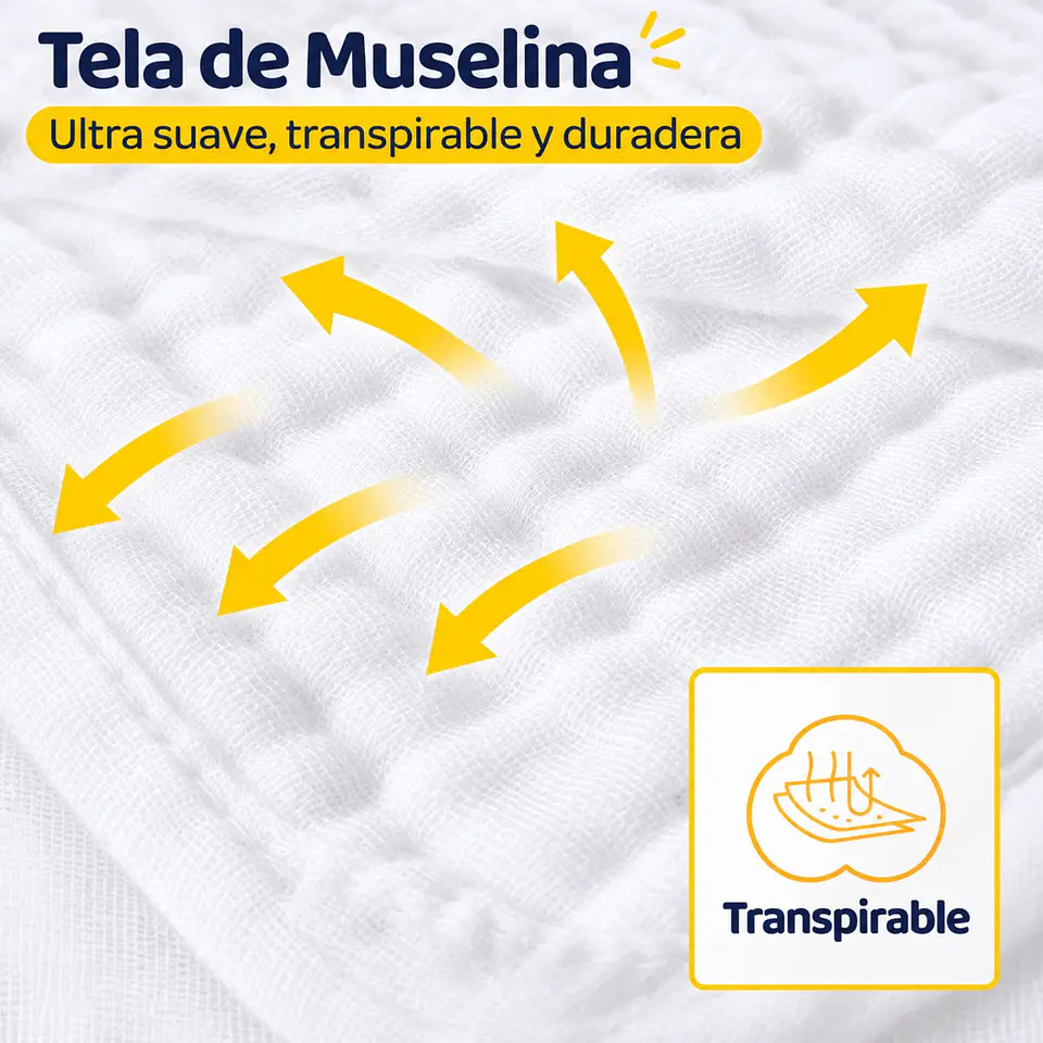 Pack 10 Pañales De Tela Para Bebé Lavables 100% Algodón 5
