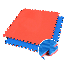 Piso Plancha Eva Tatami 25x1000x1000mm azul/rojo con ensamble