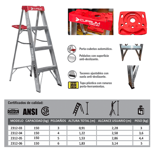 ESCALERA TIJERA DE ALUMINIO 1.22M / 4P