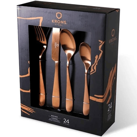 SET CUCHILLERÍA COPPER 24 PIEZAS KRONS