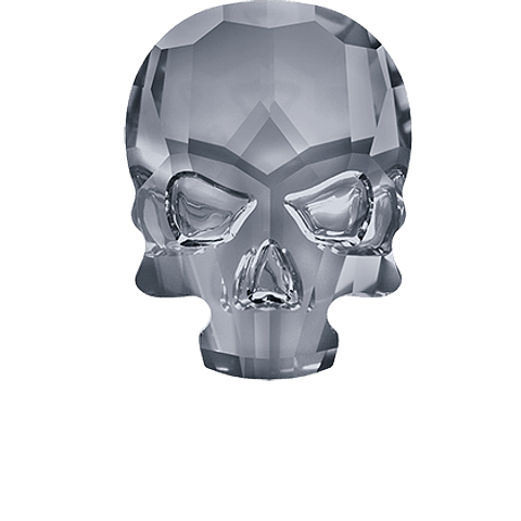 Skull  Hotfix Flat Back Silver Nigth 14,5 X 10,5 mm