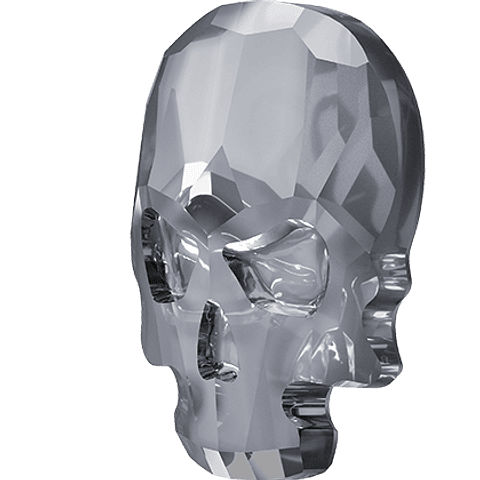 Skull  Hotfix Flat Back Silver Nigth 14,5 X 10,5 mm