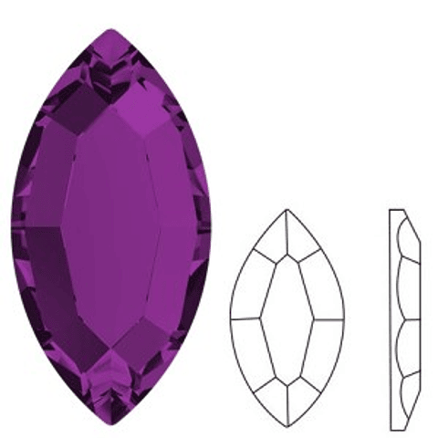 NAVETTE AMETHYST FLAT BACK  8 x 4 mm