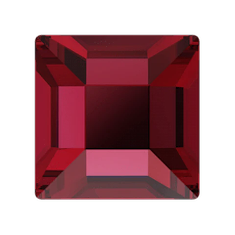 2400 Square Flat Back Scarlet 6 mm