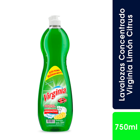 Lavaloza Biodegradable Concentrado Virginia Limón Citrus 750 ml