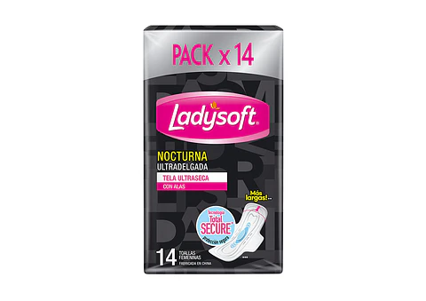 Ladysoft nocturna ultra fina suave con alas 14 Und