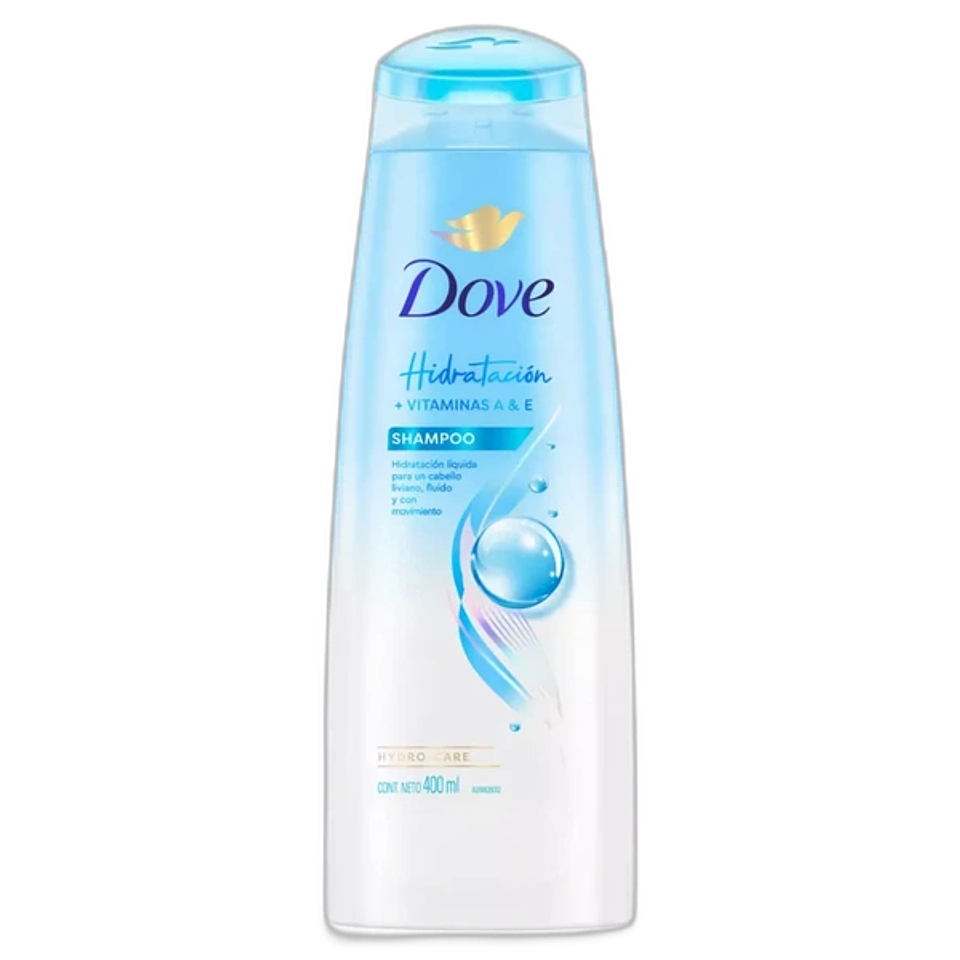 Dove Shampoo Hidratación + vitaminas A & E 400 Ml 1