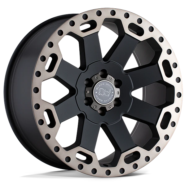 4 LLANTAS WARLORD 17X9" 6X139 MATTE BLACK W/MACHINE - BLACK RHINO