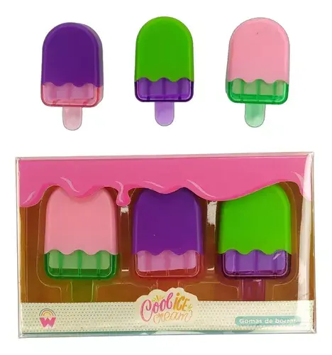 Set gomas de borrar 3D coolice cream