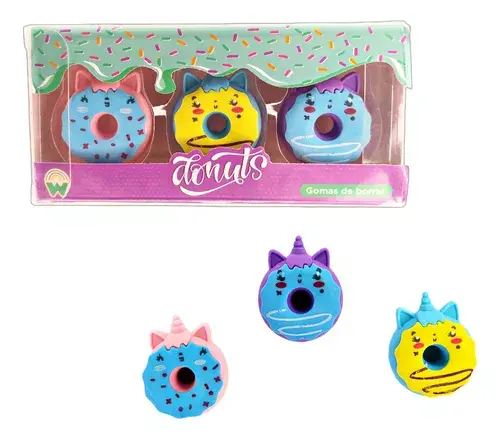 Set gomas de borrar 3D donuts