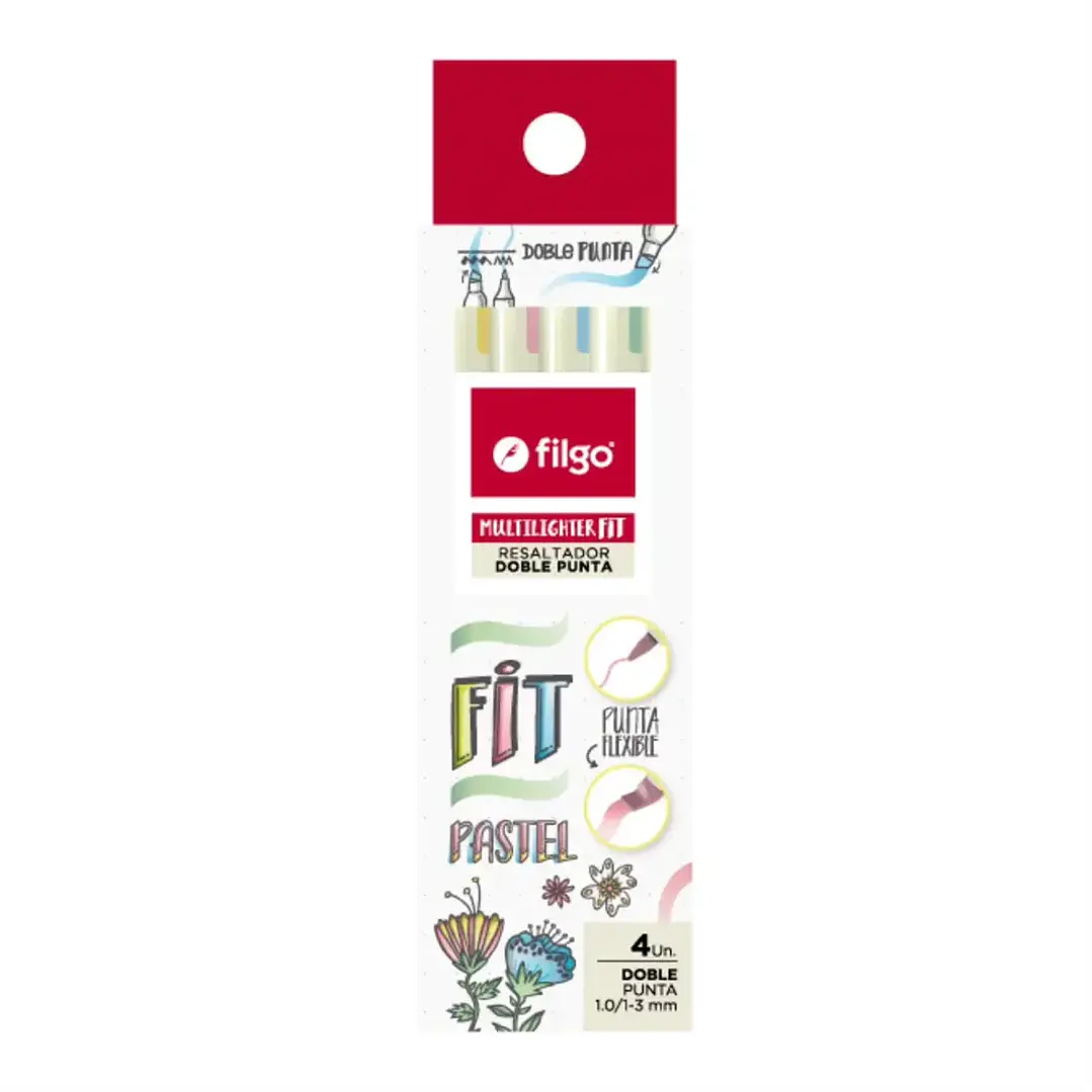 Resaltador doble punta pastel 4 unidades 1