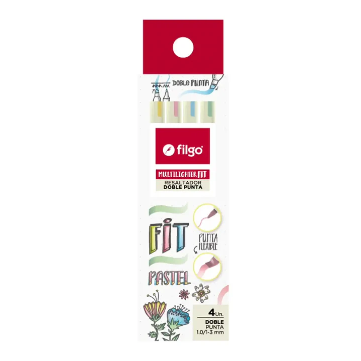 Resaltador doble punta pastel 4 unidades 1