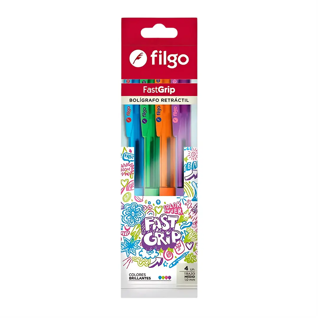 Estuche 4 bolígrafos retráctil fastgrip 1