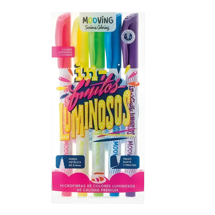 Estuche 5 tiralíneas de colores luminosos 1