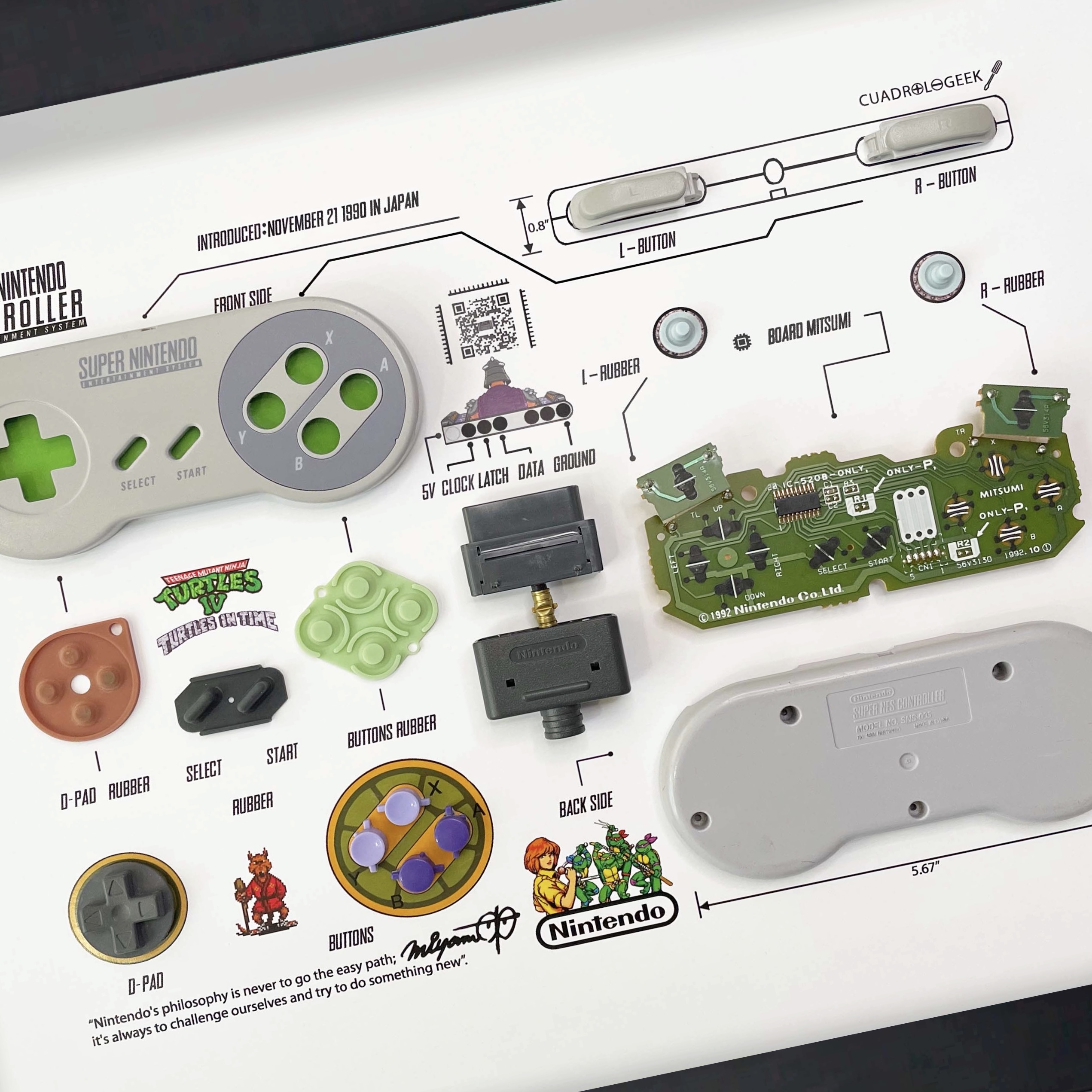 Cuadro Control Super Nintendo TMNT Turtles In Time Qr 2