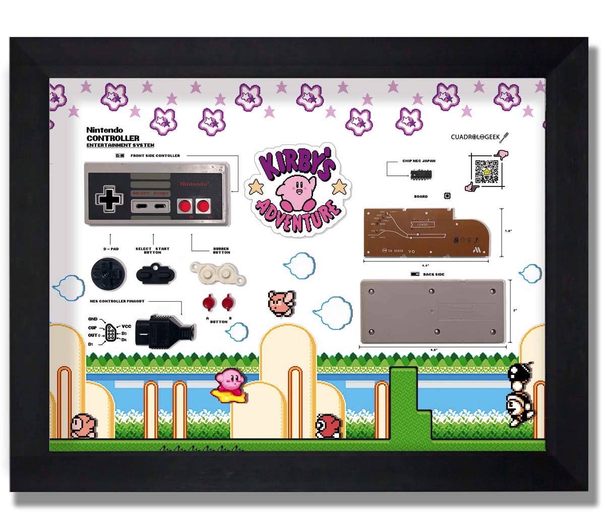 Cuadro Control Nintendo Version Kirby´s Adventure  Qr 1