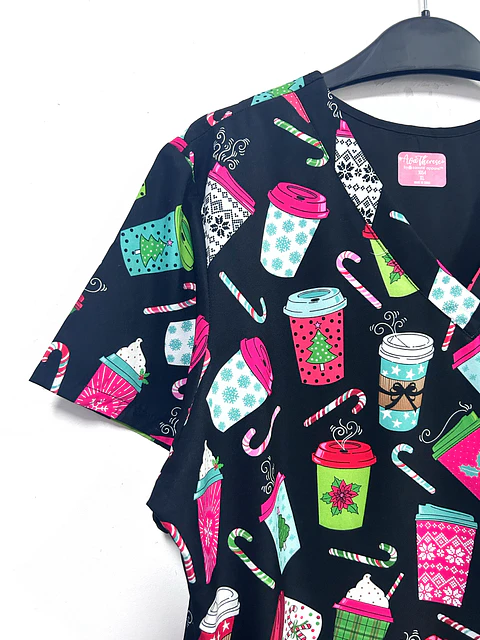 Scrub navidad "coffee" elasticado talla XL 