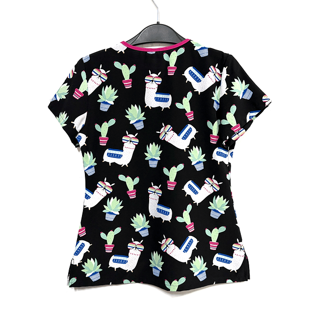 XS- Scrub elasticado fondo negro (llamas y cactus) 