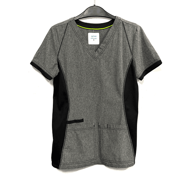 S - Scrub gris + negro a los costados elasticado 