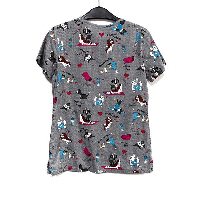 XS- Scrub perritos fondo gris elasticado 