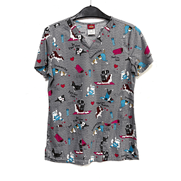 XS- Scrub perritos fondo gris elasticado 